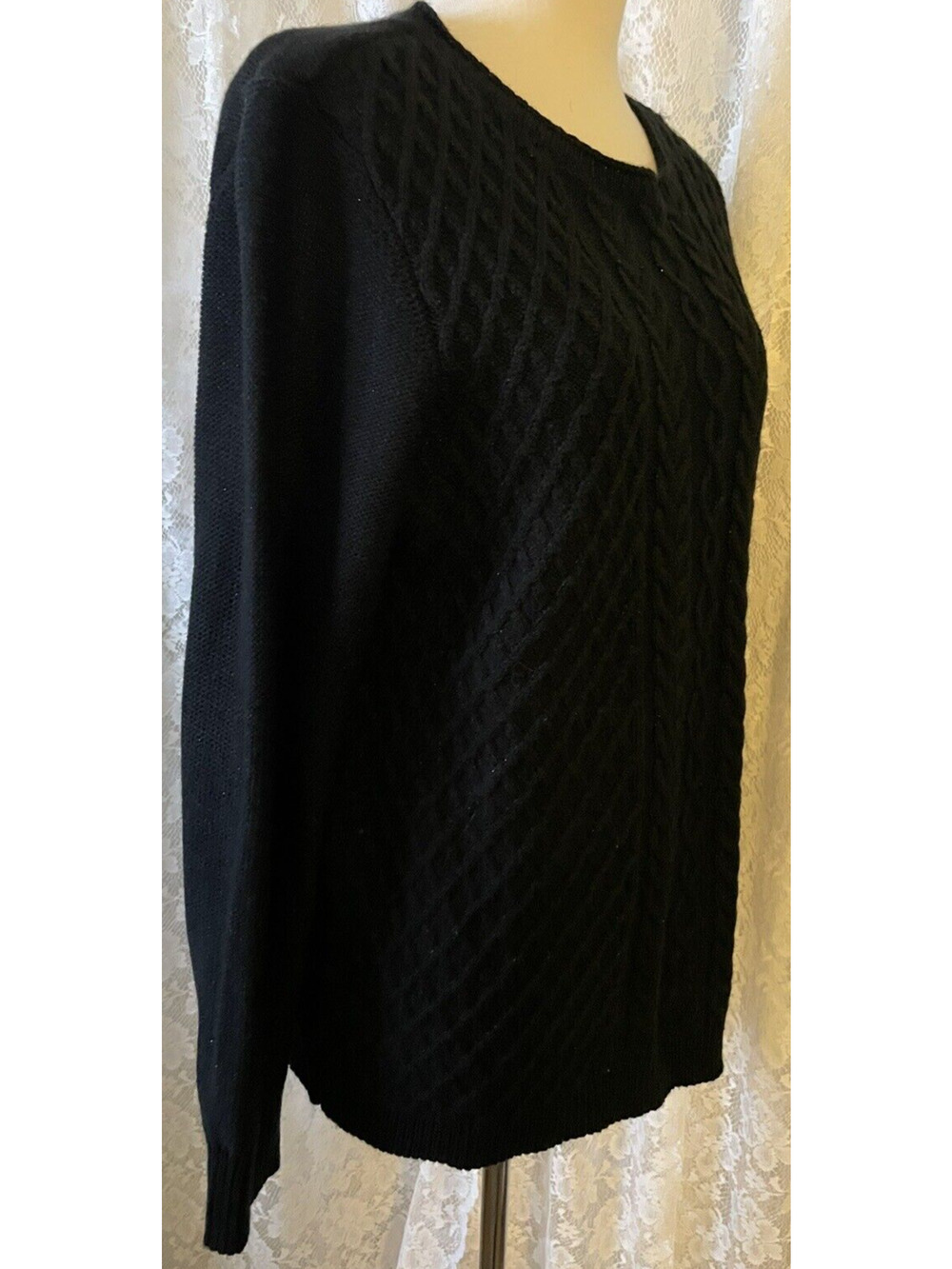 karen scott tops size large womens long sleeve Deep Blue light sparkling sweeter